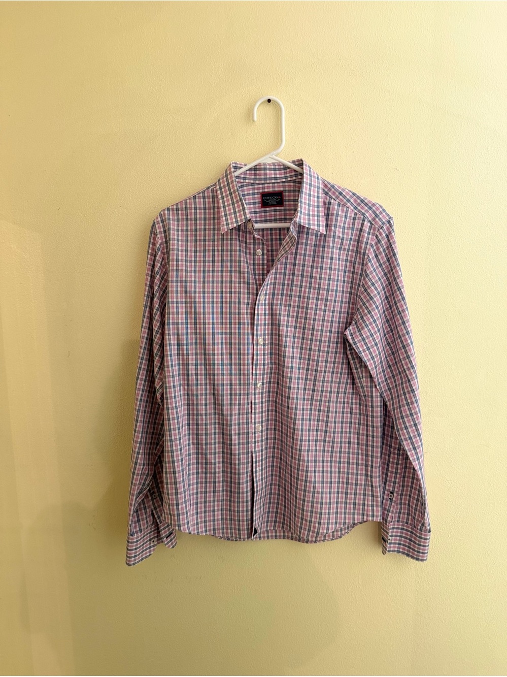 UNTUCKit Men’s Plaid Button-Down Shirt in Pink and Blue